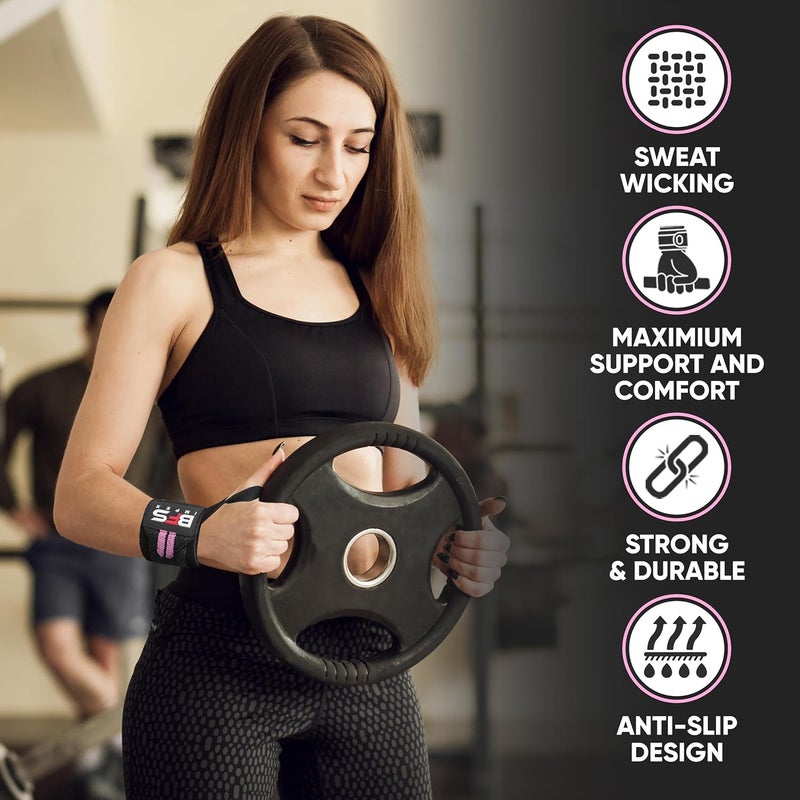 BFS IMPEX Wrist Wraps for Weightlifting,18” Premium Quality Wrist Straps for Weightlifting,Weight Lifting Wrist Wraps with Thumb Loop for Curls Dips,Powerlifting Weight Training Men Women - Image 3